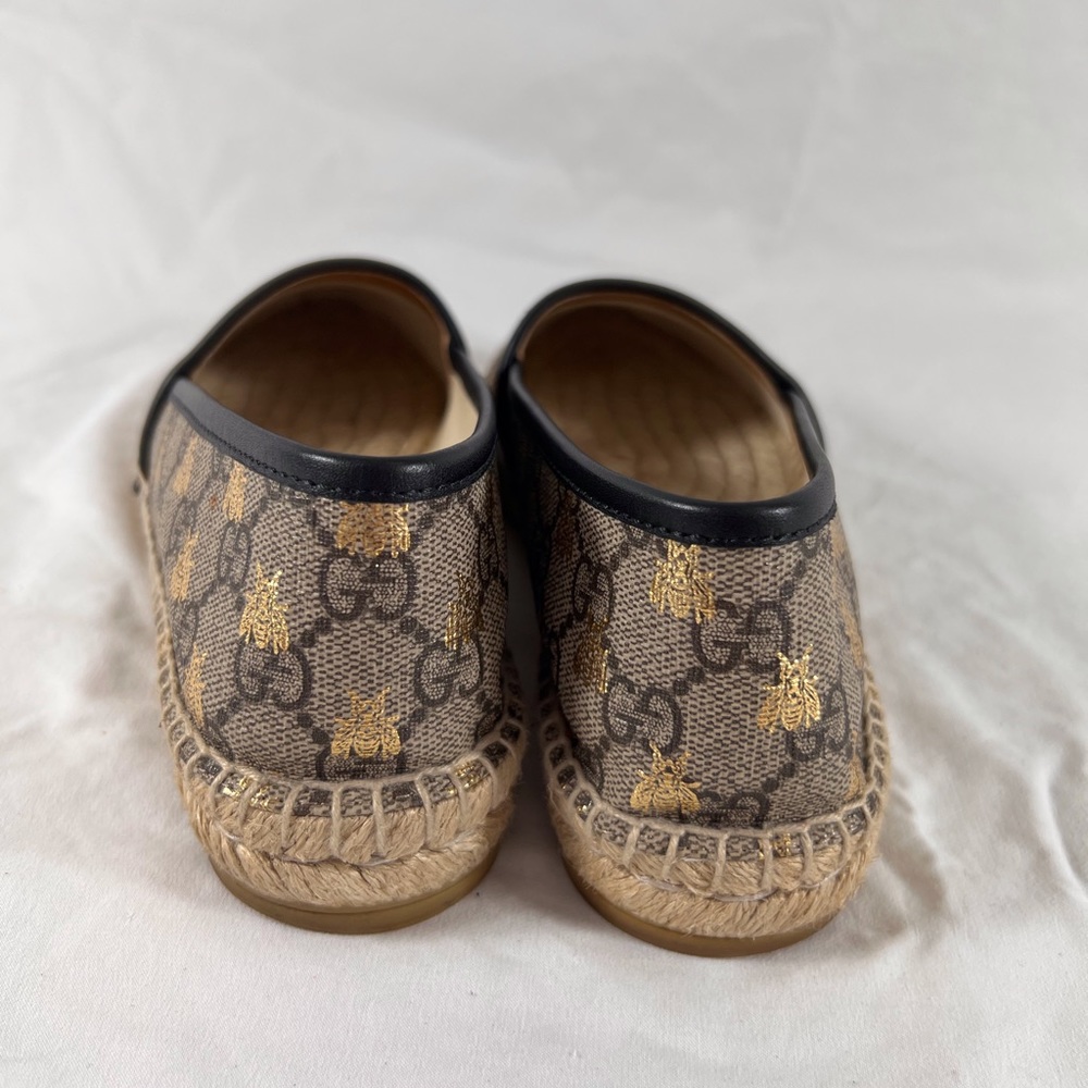 GUCCI GG Supreme Bee Espadrille Flats Beige Canvas Made in Spain 37.5-7.5US - Picture 12 of 15